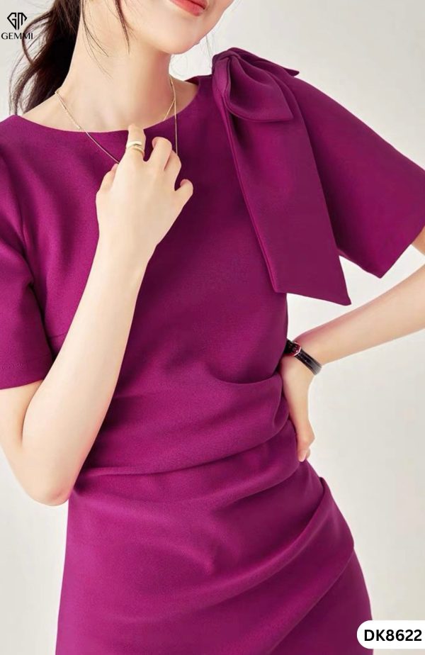 Đầm body thiết kế cổ thuyền chiết eo nơ vai Gemmi fashion, DK8622 - Hình ảnh 7