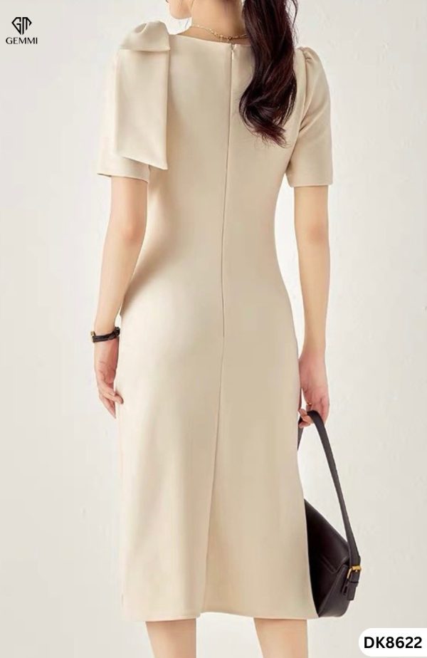 Đầm body thiết kế cổ thuyền chiết eo nơ vai Gemmi fashion, DK8622 - Hình ảnh 5