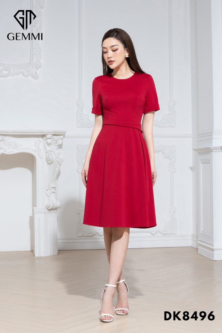 Váy đầm nữ công sở thiết kế dáng xòe Gemmi fashion, DK8496
