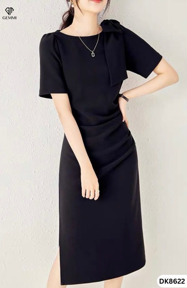 Đầm body thiết kế cổ thuyền chiết eo nơ vai Gemmi fashion, DK8622 - Hình ảnh 2