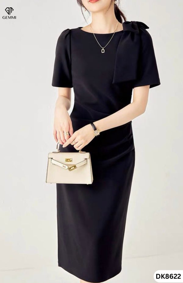Đầm body thiết kế cổ thuyền chiết eo nơ vai Gemmi fashion, DK8622 - Hình ảnh 8