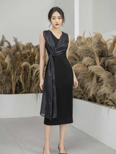 Đầm nữ thiết kế cổ V dáng ôm Gemmi fashion, DK8411