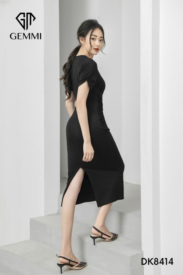 Đầm thiết kế tay ngắn dáng ôm xẻ tà Gemmi fashion, DK8414 - Hình ảnh 2