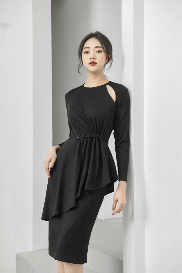 Đầm thiết kế dài tay xẻ tà dáng ôm Gemmi fashion, DK8415 - Hình ảnh 2