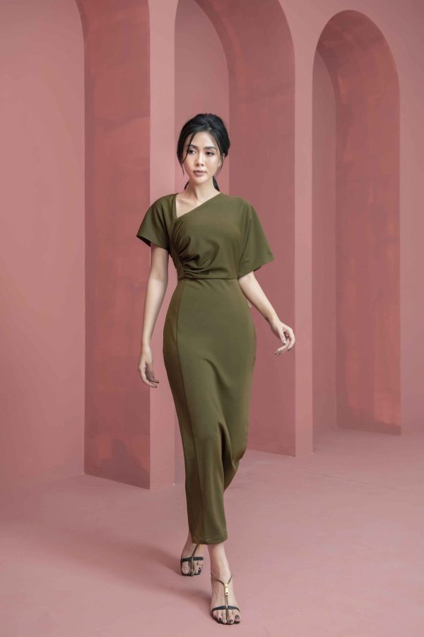 Váy đầm nữ dáng ôm body thiết kế lệch vai Gemmi Fashion, DK8466 - Hình ảnh 6