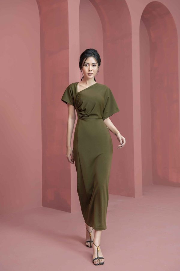 Váy đầm nữ dáng ôm body thiết kế lệch vai Gemmi Fashion, DK8466 - Hình ảnh 7