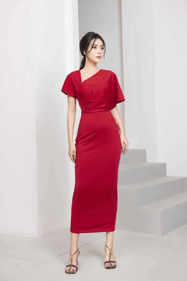 Váy đầm nữ dáng ôm body thiết kế lệch vai Gemmi Fashion, DK8466