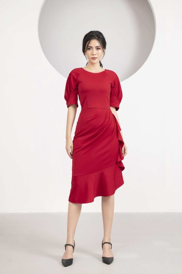 Đầm nữ đuôi cá GEMMI Fashion thiết kế cổ tròn tay bồng DK8421 - Hình ảnh 8