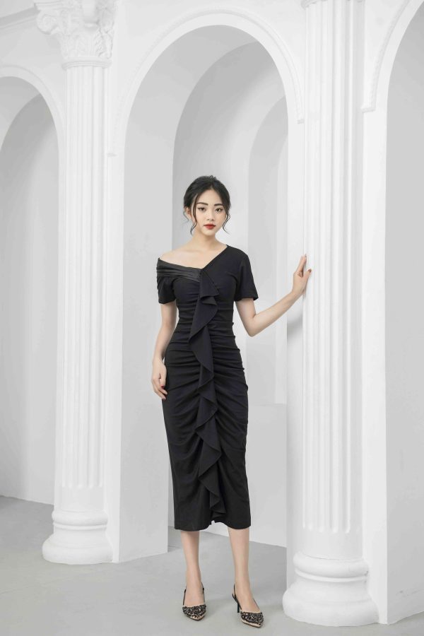 Đầm Body Dáng Dài Rúm Trước Ngực GEMMI Fashion, DK8422 - Hình ảnh 2