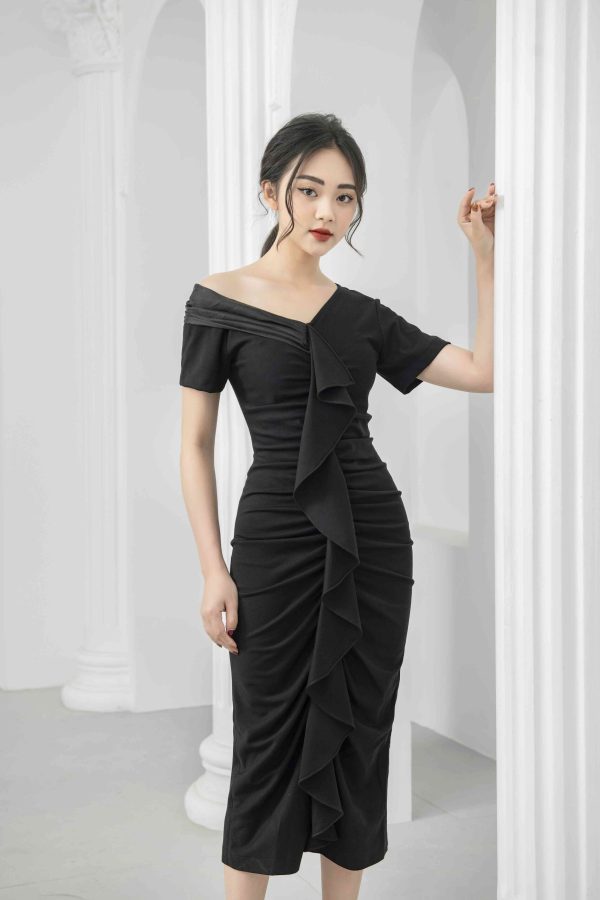 Đầm Body Dáng Dài Rúm Trước Ngực GEMMI Fashion, DK8422 - Hình ảnh 4