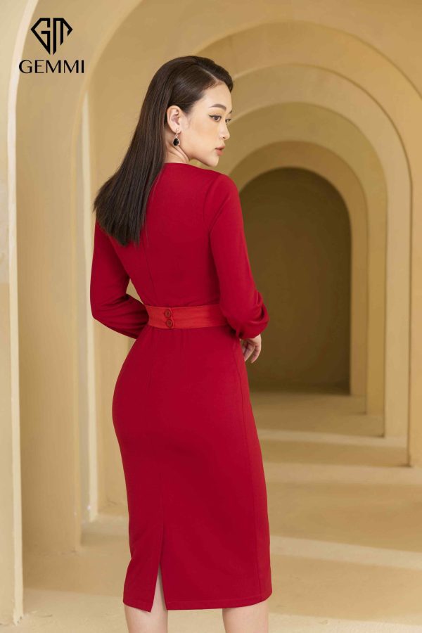 Đầm Body Dáng Peplum Phối Lụa Eo GEMMI Fashion, DK8448 - Hình ảnh 4
