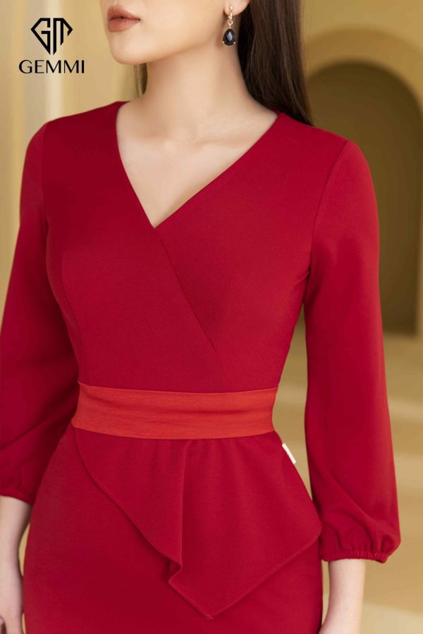 Đầm Body Dáng Peplum Phối Lụa Eo GEMMI Fashion, DK8448 - Hình ảnh 5