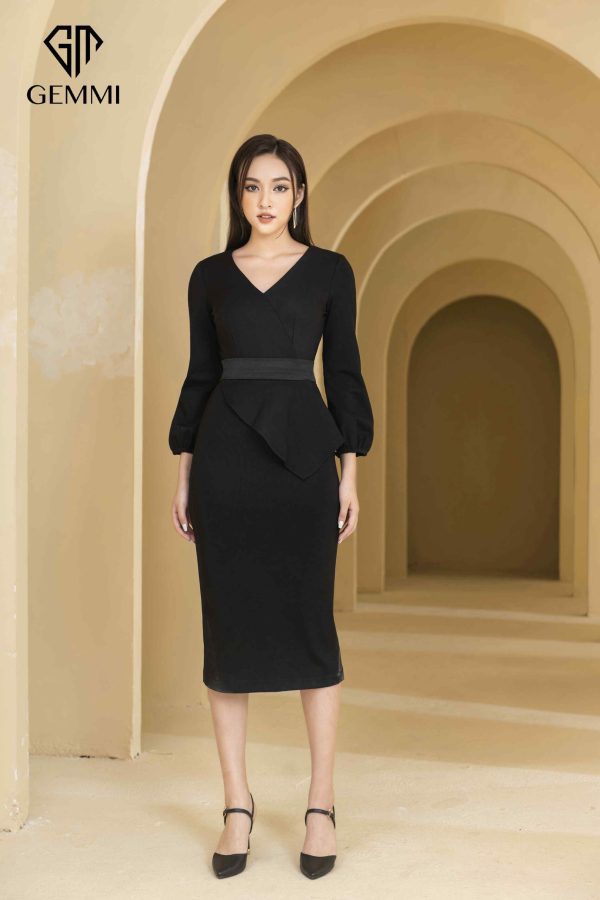 Đầm Body Dáng Peplum Phối Lụa Eo GEMMI Fashion, DK8448 - Hình ảnh 6