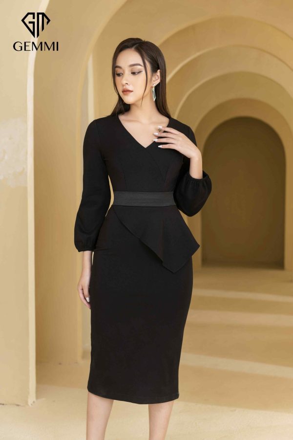 Đầm Body Dáng Peplum Phối Lụa Eo GEMMI Fashion, DK8448 - Hình ảnh 8