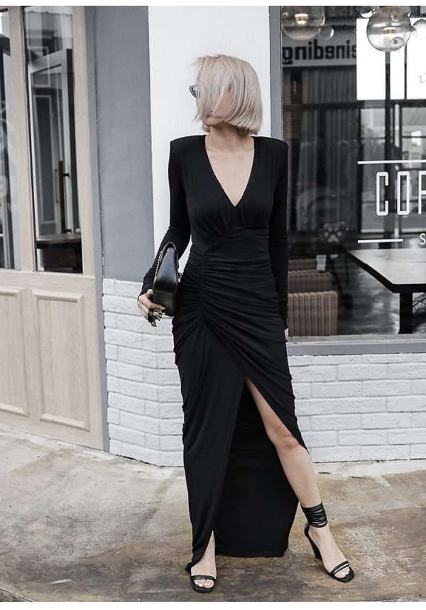 Đầm Thiết kế dự tiệc cổ tim dáng dài ôm body thiết kế dài tay xẻ tà Gemmi Fashion, DK8324 - Hình ảnh 9