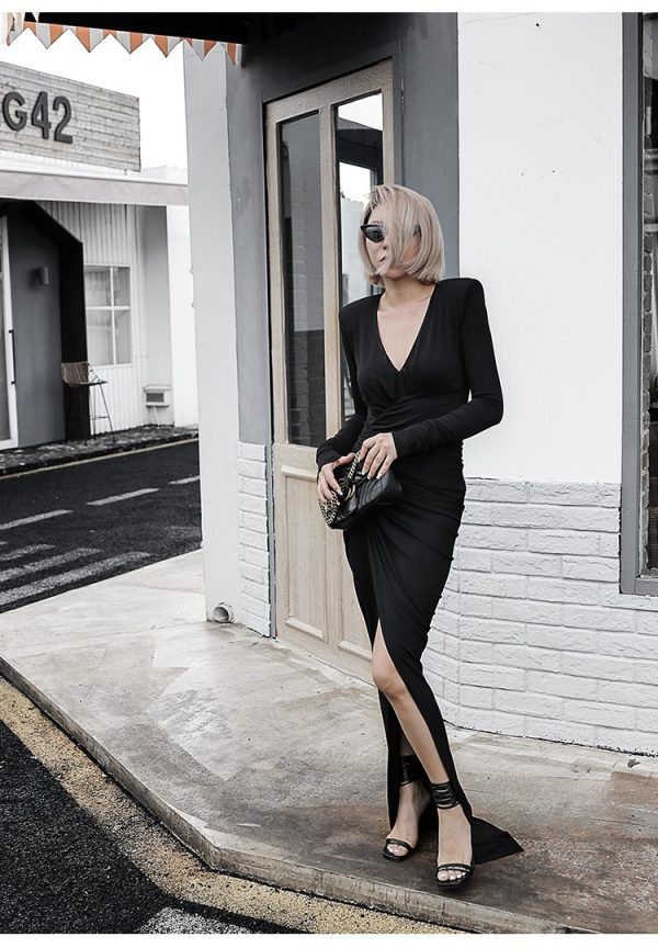 Đầm Thiết kế dự tiệc cổ tim dáng dài ôm body thiết kế dài tay xẻ tà Gemmi Fashion, DK8324 - Hình ảnh 11
