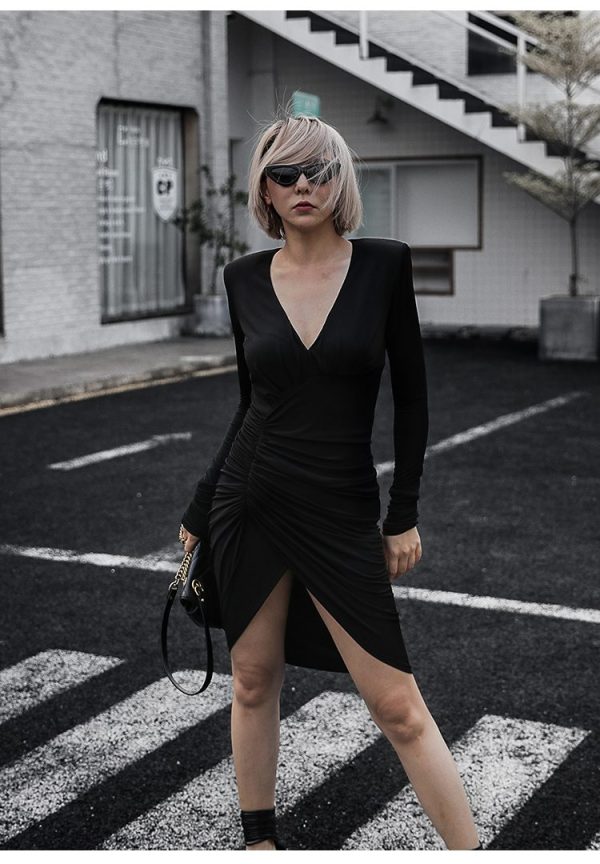 Váy đầm nữ dự tiệc cổ tim dáng ôm body thiết kế dài tay xẻ tà Gemmi Fashion DK8314 - Hình ảnh 10