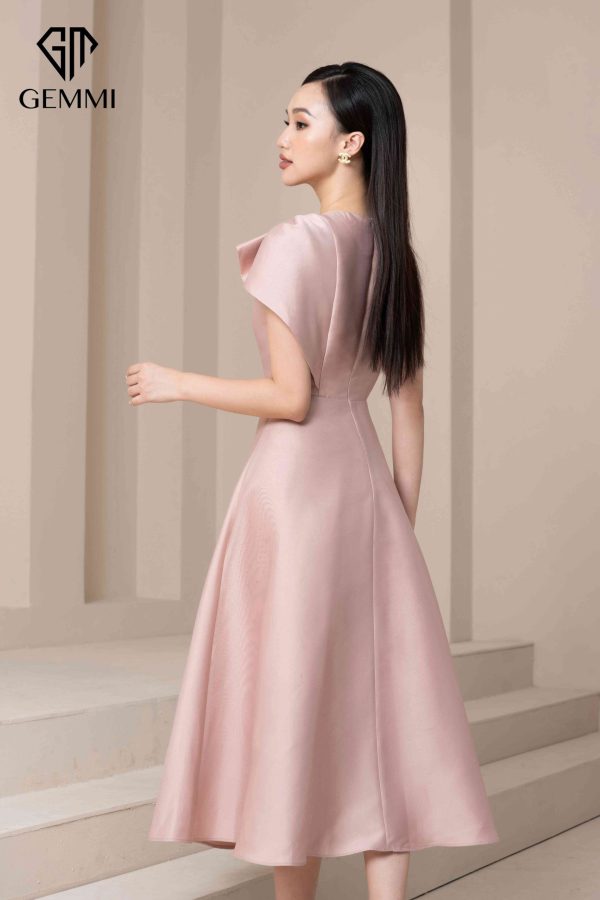 Váy đầm nữ dự tiệc lụa cao cấp thiết kế dáng xòe Gemmi fashion, DK8475 - Hình ảnh 4
