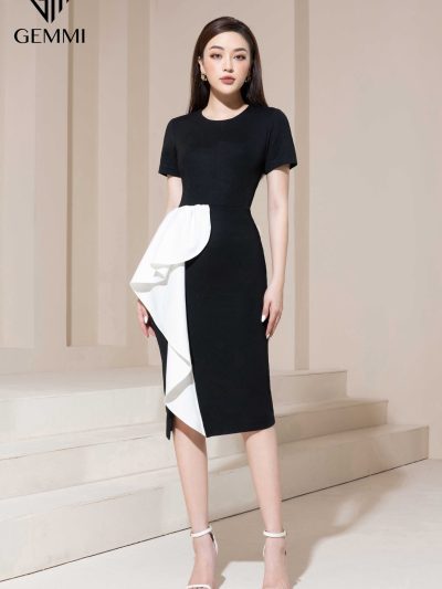 Váy đầm nữ công sở dáng ôm body thiết kế cách điệu Gemmi fashion, DK8489