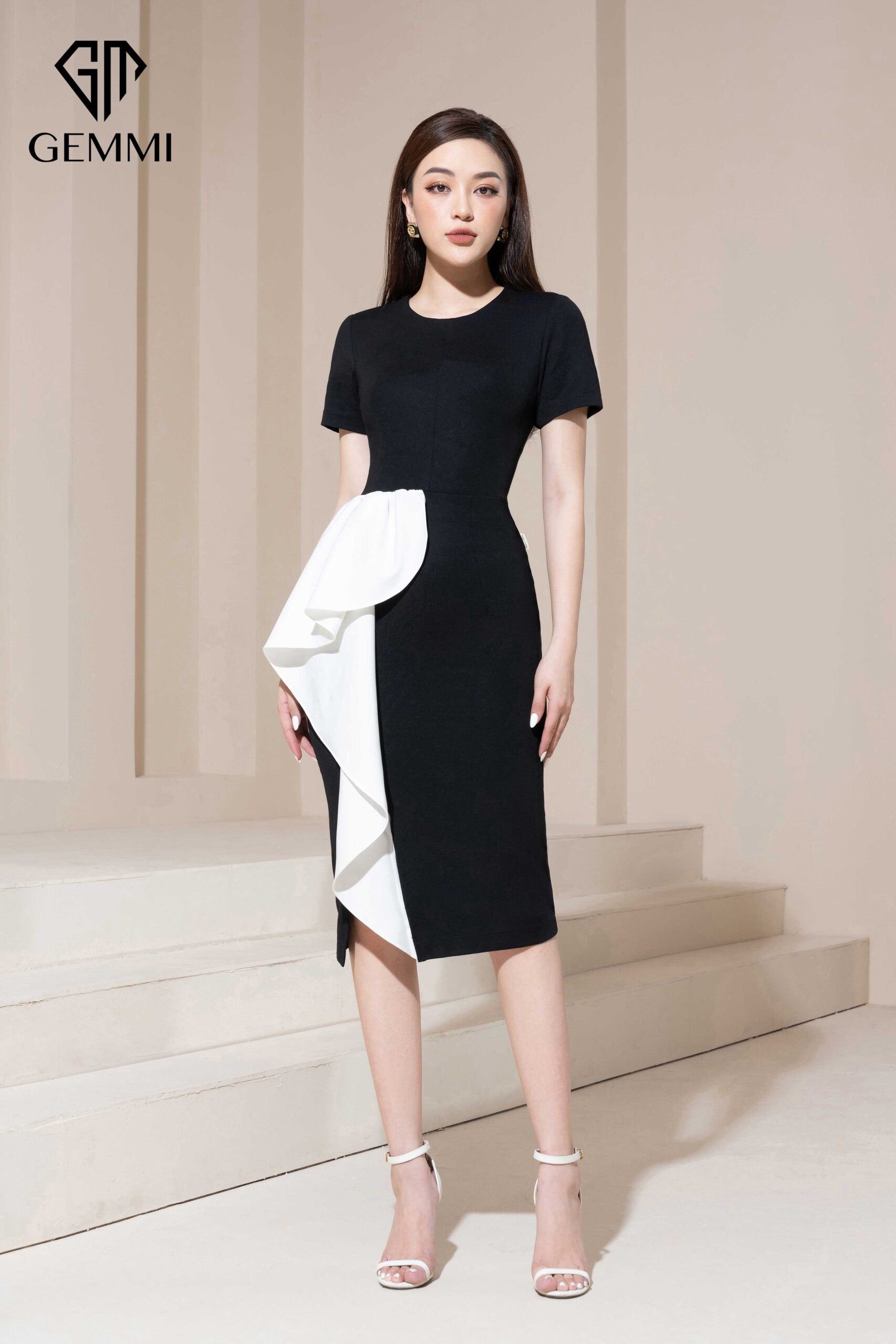 Váy đầm nữ công sở dáng ôm body thiết kế cách điệu Gemmi fashion, DK8489