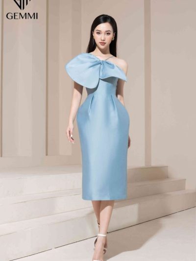 Váy đầm nữ ôm body thiết kế nơ ngực Gemmi fashion, DK8472