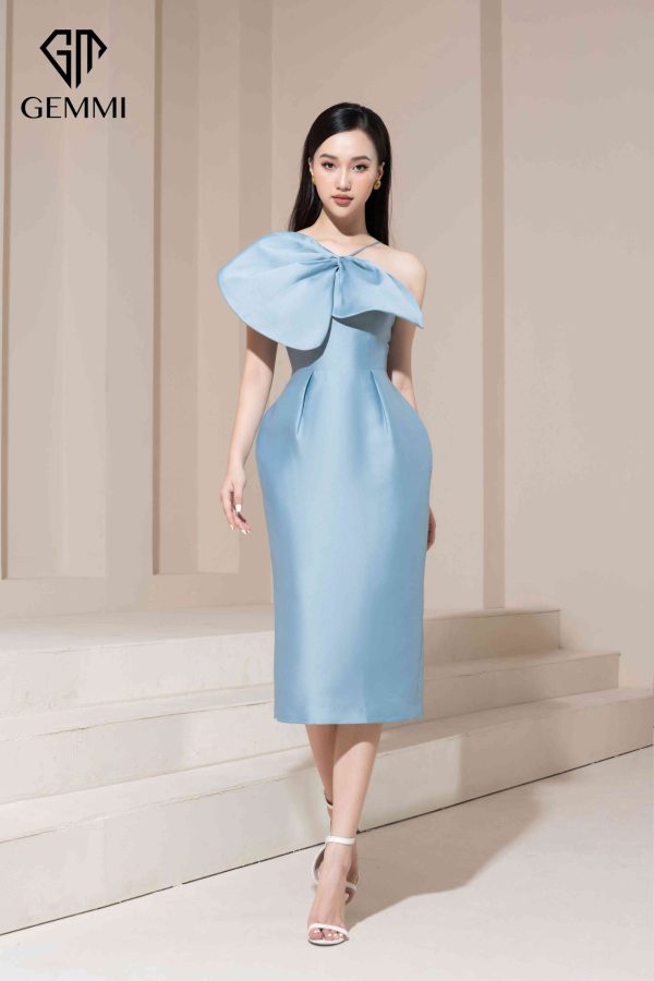 Váy đầm nữ ôm body thiết kế nơ ngực Gemmi fashion, DK8472