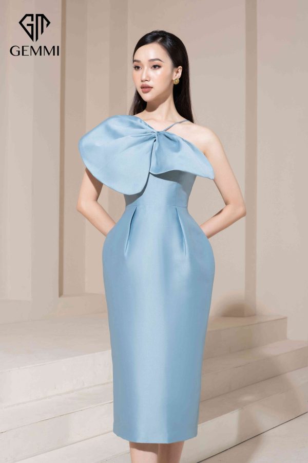 Váy đầm nữ ôm body thiết kế nơ ngực Gemmi fashion, DK8472