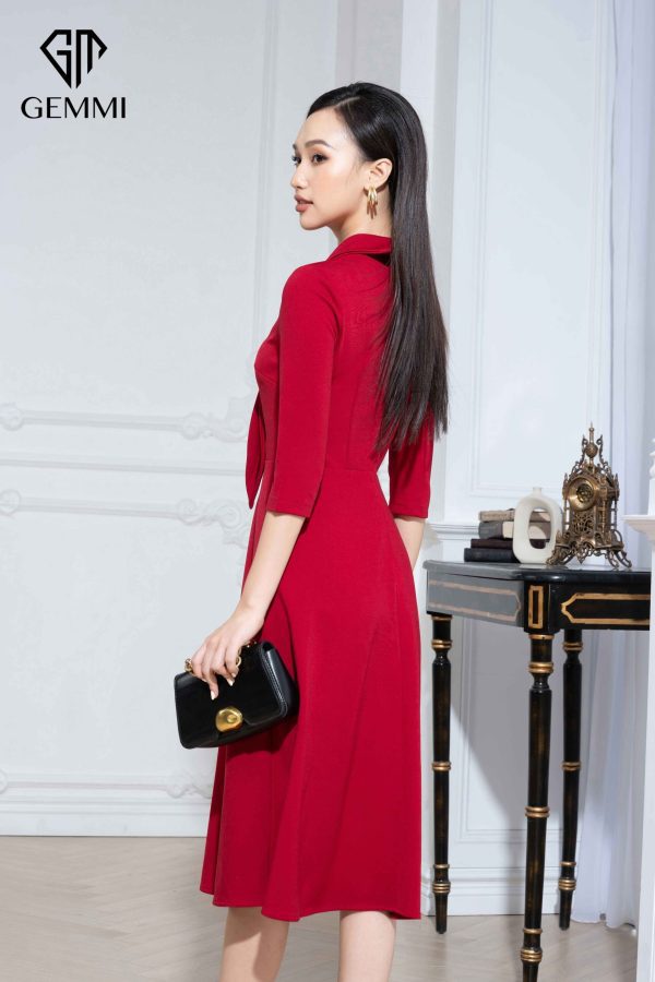 Váy đầm nữ công sở dáng xòe thiết kế tay lỡ cổ nơ Gemmi fashion, DK8497 - Ảnh 9