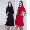 Váy đầm nữ công sở dáng xòe thiết kế tay lỡ cổ nơ Gemmi fashion, DK8497