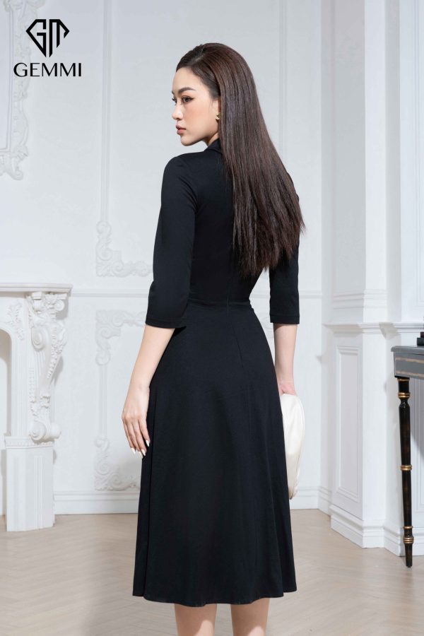 Váy đầm nữ công sở dáng xòe thiết kế tay lỡ cổ nơ Gemmi fashion, DK8497 - Ảnh 5