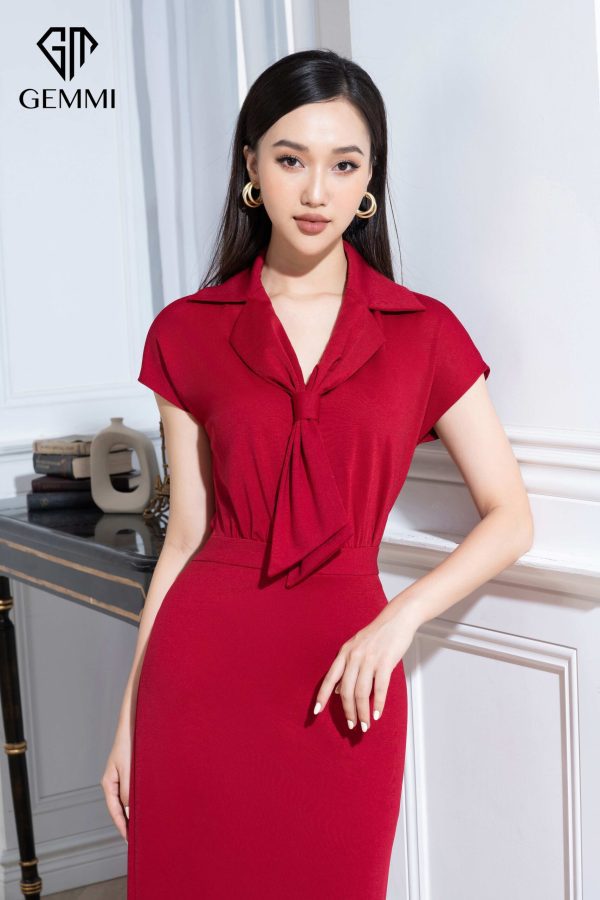 Váy đầm body cổ đức cà vạt nữ công sở Gemmi fashion, DK8499 - Ảnh 7