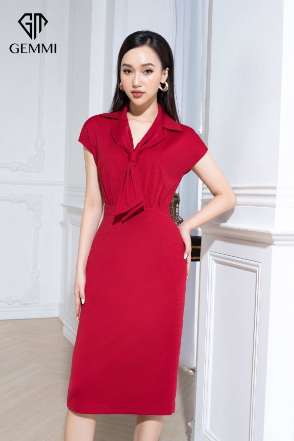 Váy đầm body cổ đức cà vạt nữ công sở Gemmi fashion, DK8499 - Ảnh 8