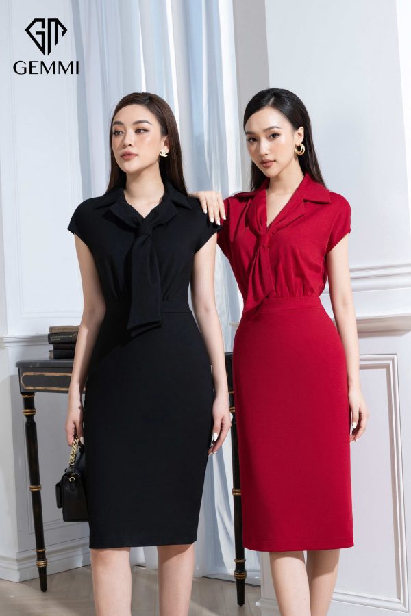 Váy đầm body cổ đức cà vạt nữ công sở Gemmi fashion, DK8499