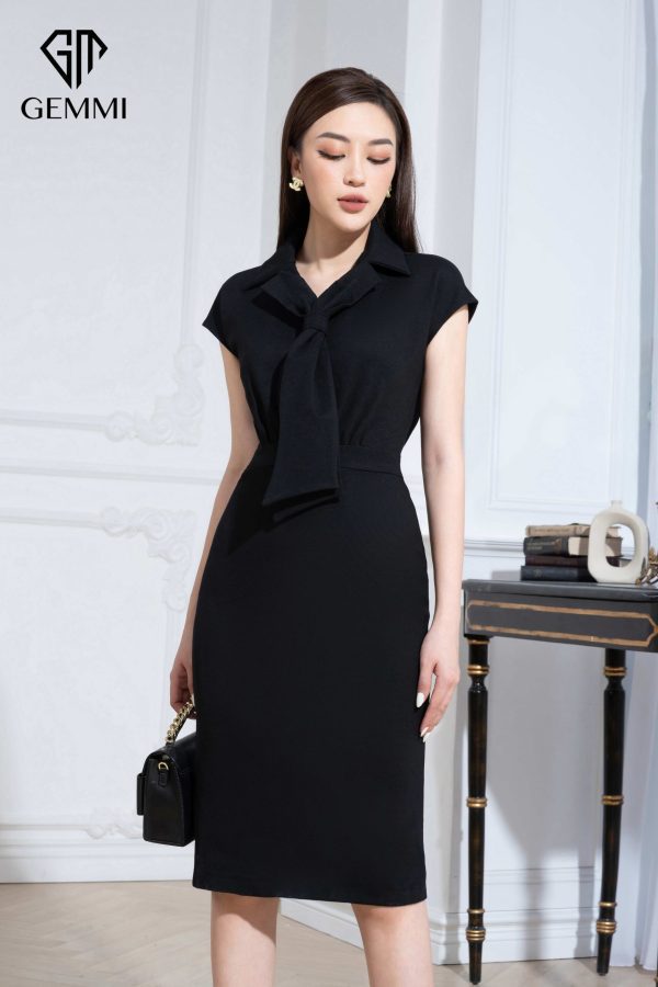 Váy đầm body cổ đức cà vạt nữ công sở Gemmi fashion, DK8499 - Ảnh 3