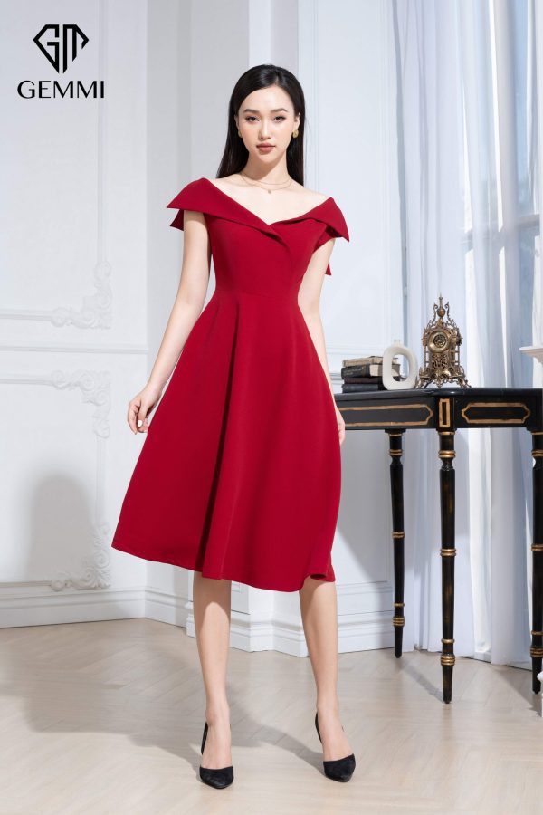 Đầm dự tiệc trễ vai thiết kế dáng xòe Gemmi fashion, DK8477 - Hình ảnh 2