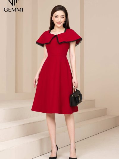 Đầm nữ thiết kế dáng xòe chiffon cao cấp Gemmi fashion, DK8490