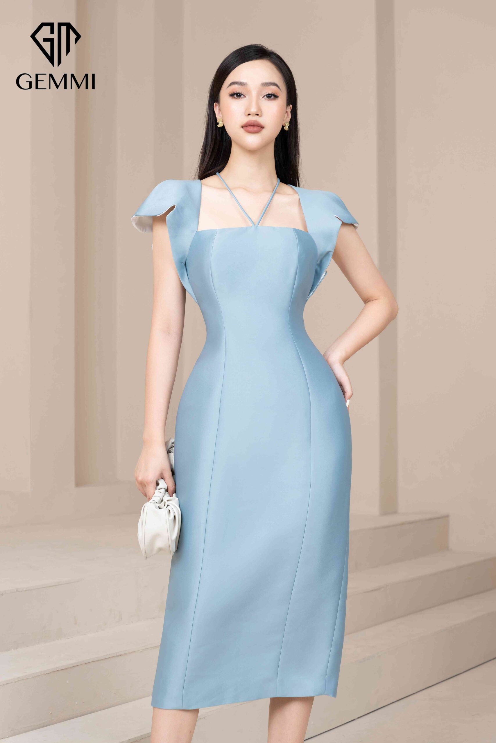 Váy đầm nữ dự tiệc lụa Tafta cao cấp thiết kế dáng ôm Gemmi fashion, DK8474
