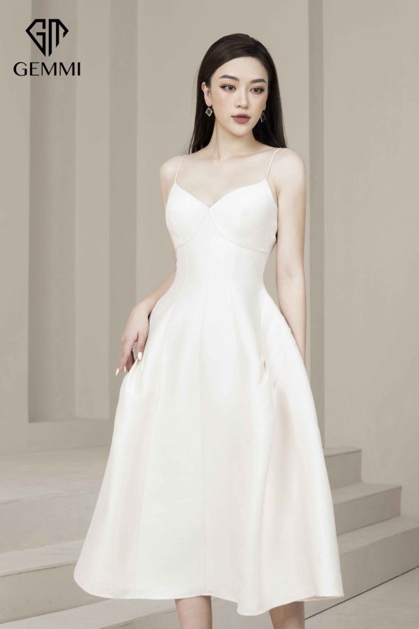 Váy đầm nữ dự tiệc hai dây lụa cao cấp thiết kế dáng xòe Gemmi fashion, DK8469