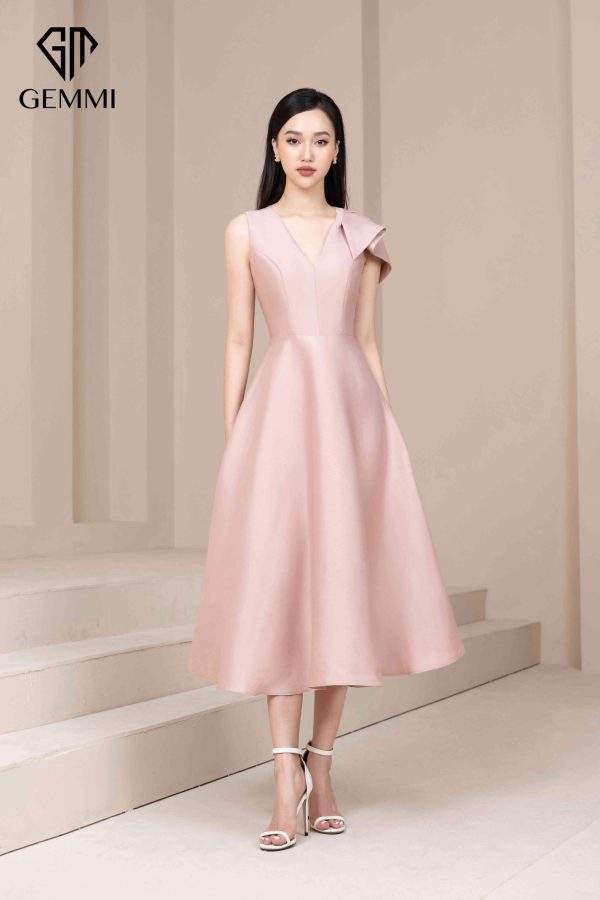 Váy đầm nữ dự tiệc lụa cao cấp thiết kế dáng xòe Gemmi fashion, DK8475
