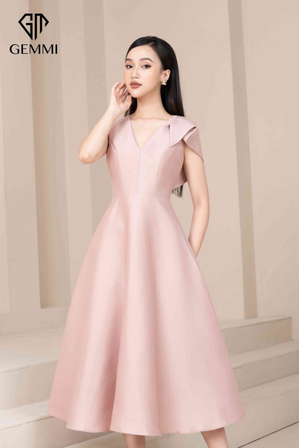 Váy đầm nữ dự tiệc lụa cao cấp thiết kế dáng xòe Gemmi fashion, DK8475 - Hình ảnh 2