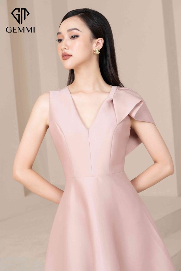 Váy đầm nữ dự tiệc lụa cao cấp thiết kế dáng xòe Gemmi fashion, DK8475 - Hình ảnh 3