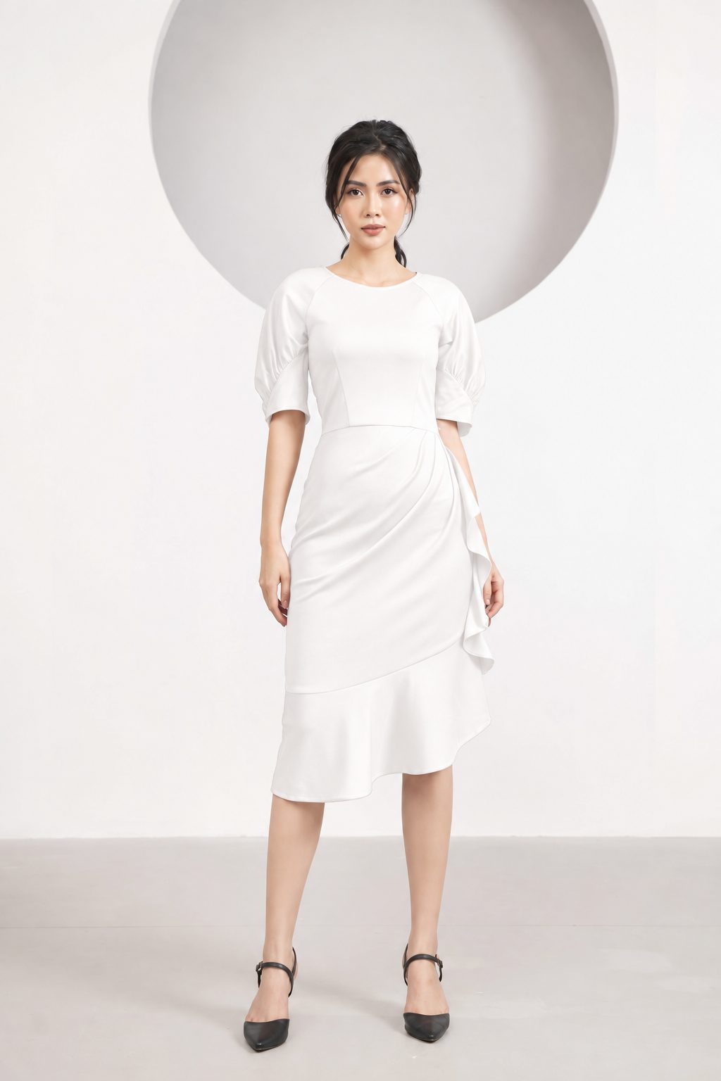 Đầm nữ đuôi cá GEMMI Fashion thiết kế cổ tròn tay bồng DK8421 - Ảnh 6
