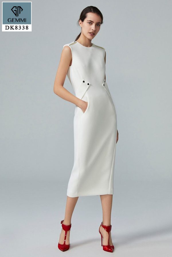Đầm Body Dáng Dài Đính Cúc GEMMI Fashion, DK8338