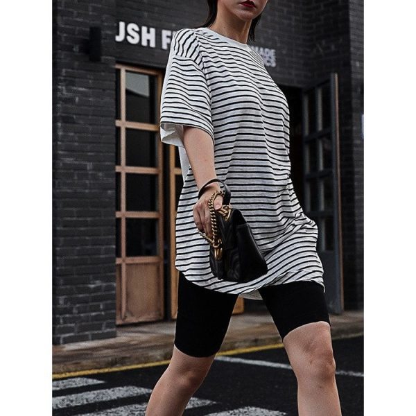 Áo thun nữ cộc tay thiết kế kẻ ngang Gemmi Fashion, AS694 - Hình ảnh 4