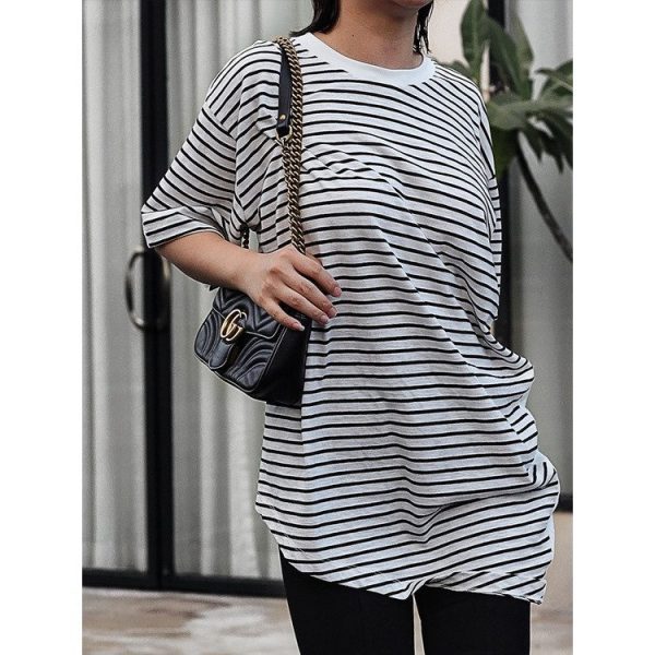 Áo thun nữ cộc tay thiết kế kẻ ngang Gemmi Fashion, AS694 - Hình ảnh 3