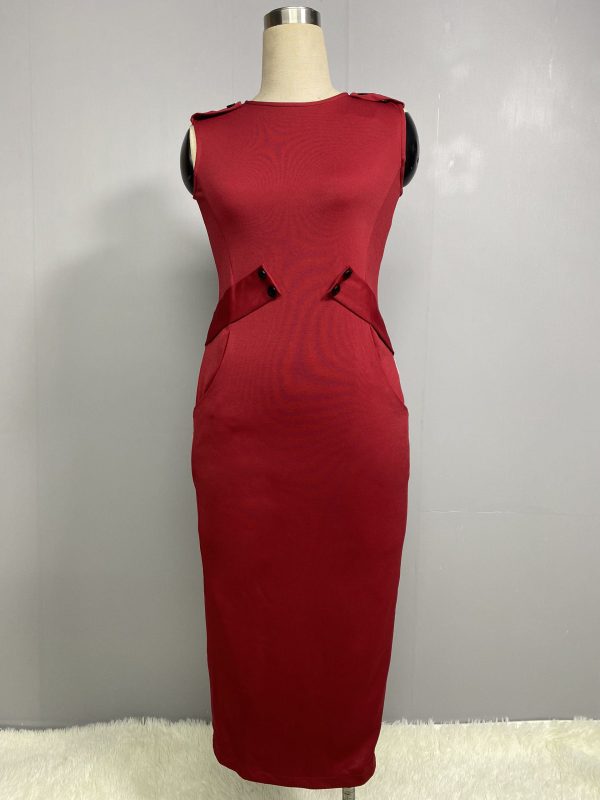 Đầm Body Dáng Dài Đính Cúc GEMMI Fashion, DK8338 - Hình ảnh 4