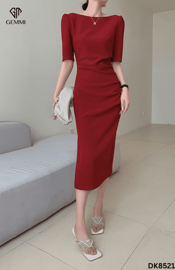 Đầm body cổ thuyền tay lửng GEMMI Fashion, DK8521 - Hình ảnh 4