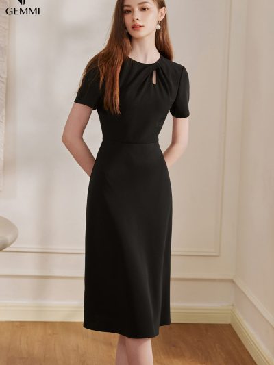 Đầm Đen Xoè Basic GEMMI Fashion, DK8657