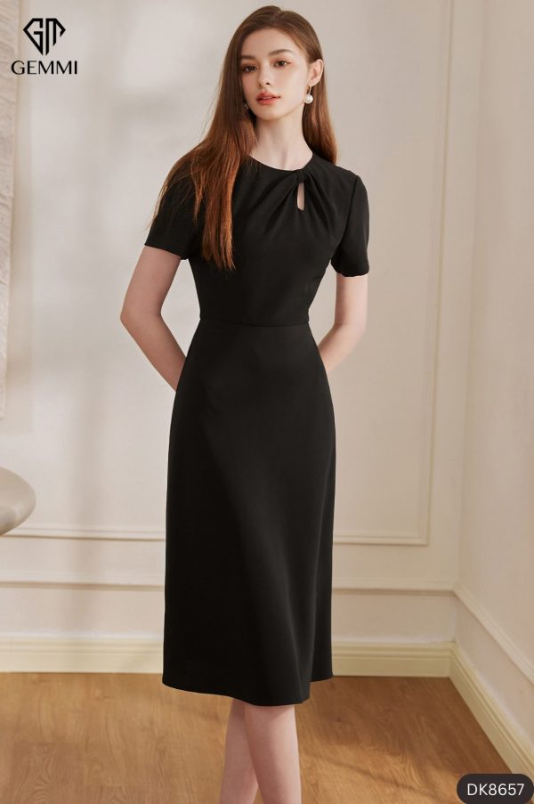 Đầm Đen Xoè Basic GEMMI Fashion, DK8657 - Hình ảnh 2