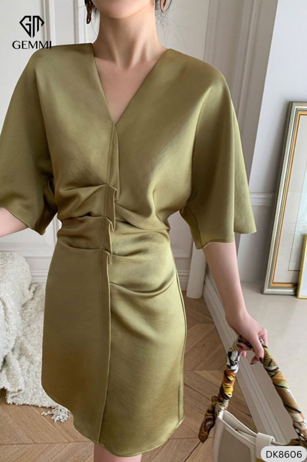 Đầm Body Cổ Tim Nhún Eo GEMMI Fashion, DK8606